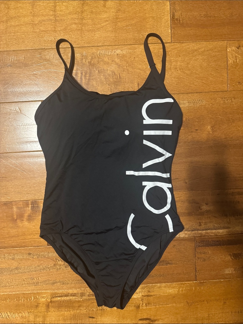 Calvin Klein Black One-Piece Swimsuit with White Logo